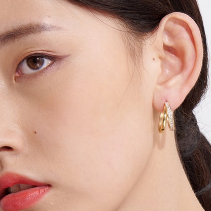 Dual Paved Hoop Earrings