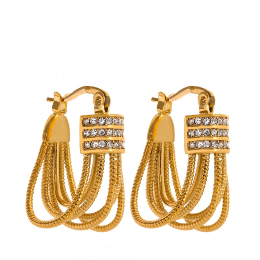 Paved Cable Chain Huggie Earrings