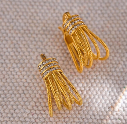 Paved Cable Chain Huggie Earrings