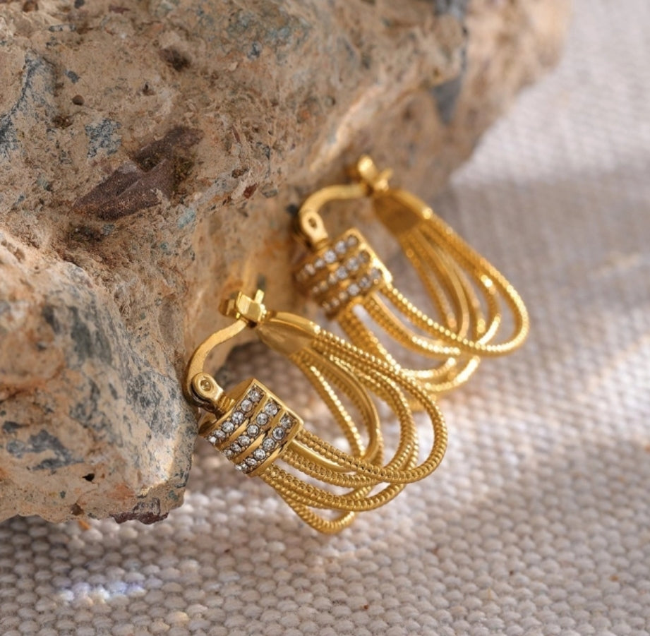 Paved Cable Chain Huggie Earrings