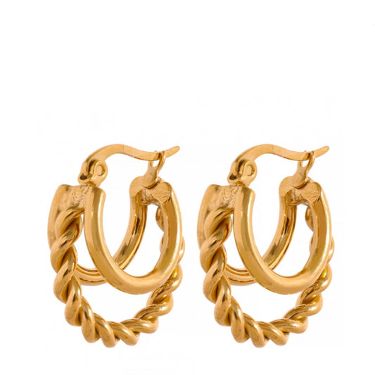 Triple Twist Smooth Hoop Earrings