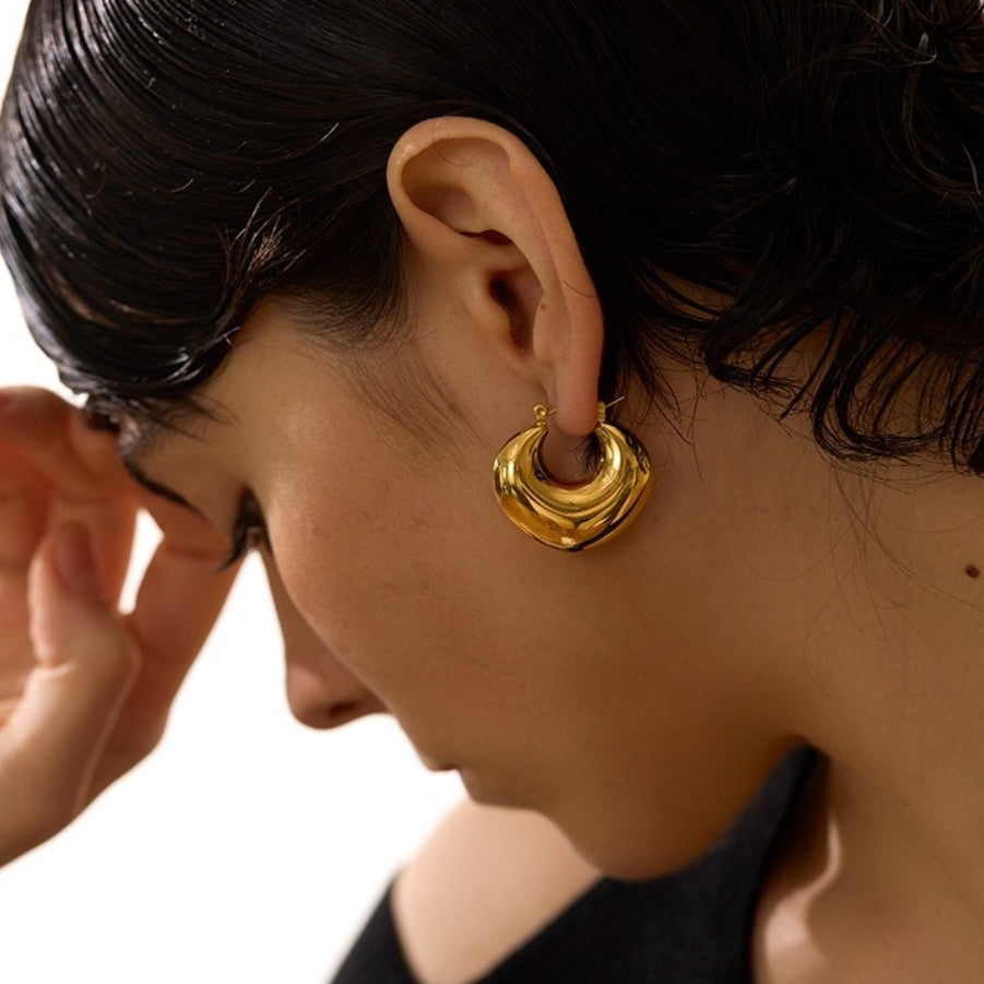 Tapered Dome Hoop Earrings