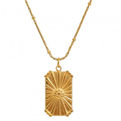 Rectangle Sun Textured Chain Necklace