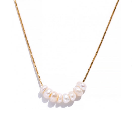 Flat Pearl Cluster Chain Necklace