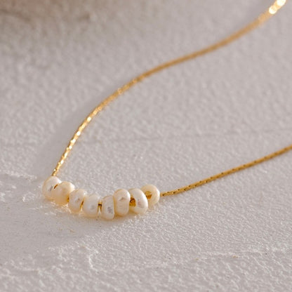 Flat Pearl Cluster Chain Necklace