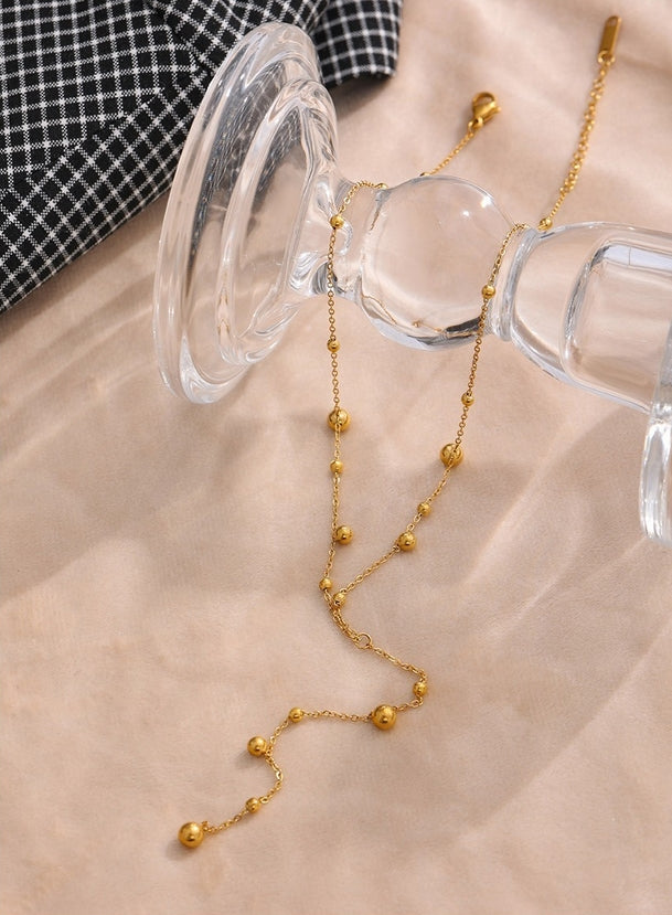 Lariat Gold Beads Necklace