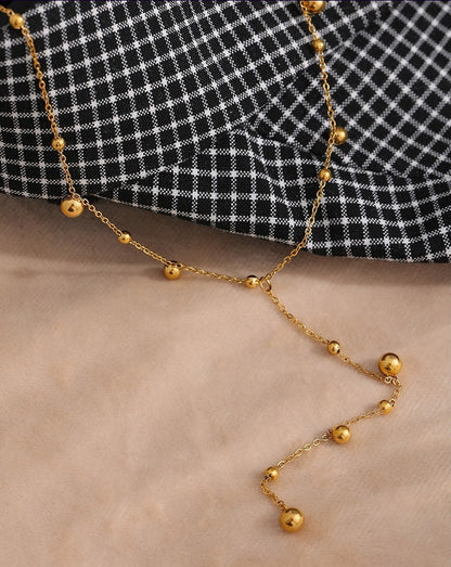 Lariat Gold Beads Necklace