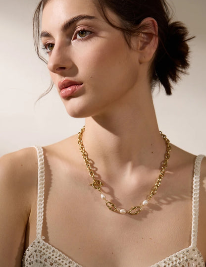 Pearl Thick Chain Necklace