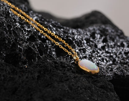 Natural Oval Moonstone Pendant Necklace