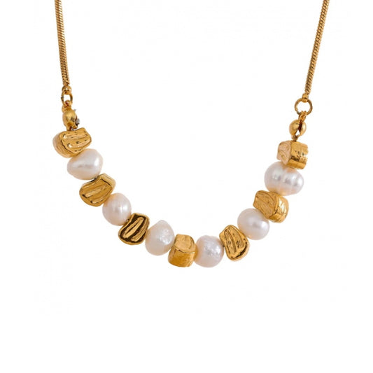 Ridged Pearl Line Necklace