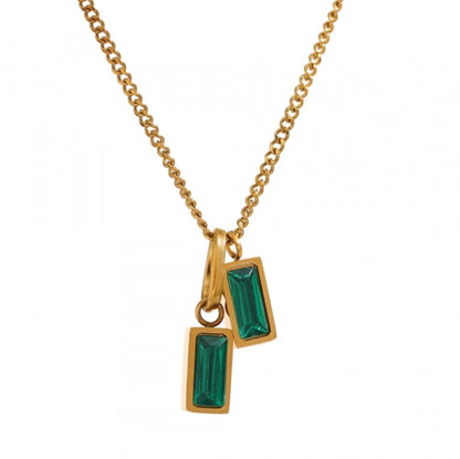 Double Emerald Pendant Necklace