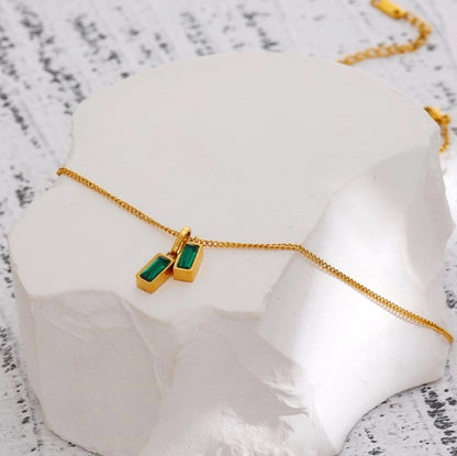 Double Emerald Pendant Necklace