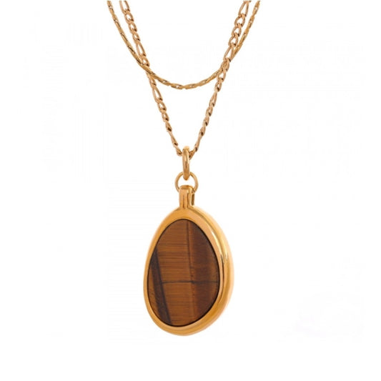 Tiger Stone Pendant Chain Necklace