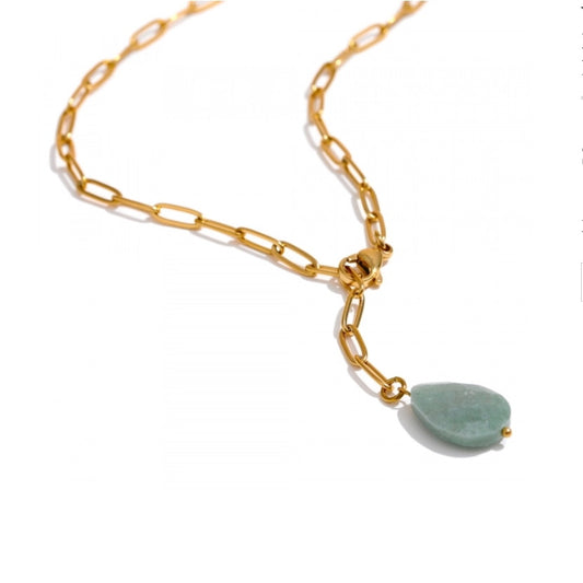 Agate Drop Pendant Chain Necklace