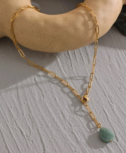 Agate Drop Pendant Chain Necklace