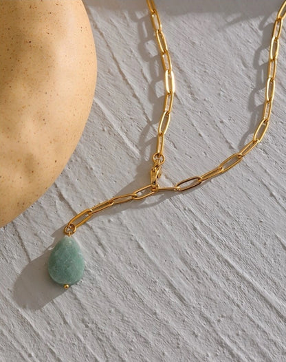 Agate Drop Pendant Chain Necklace