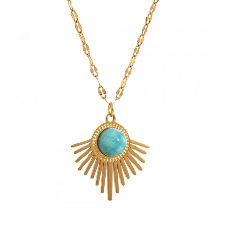 Turqouise Moonstone Fringe Chain Necklace