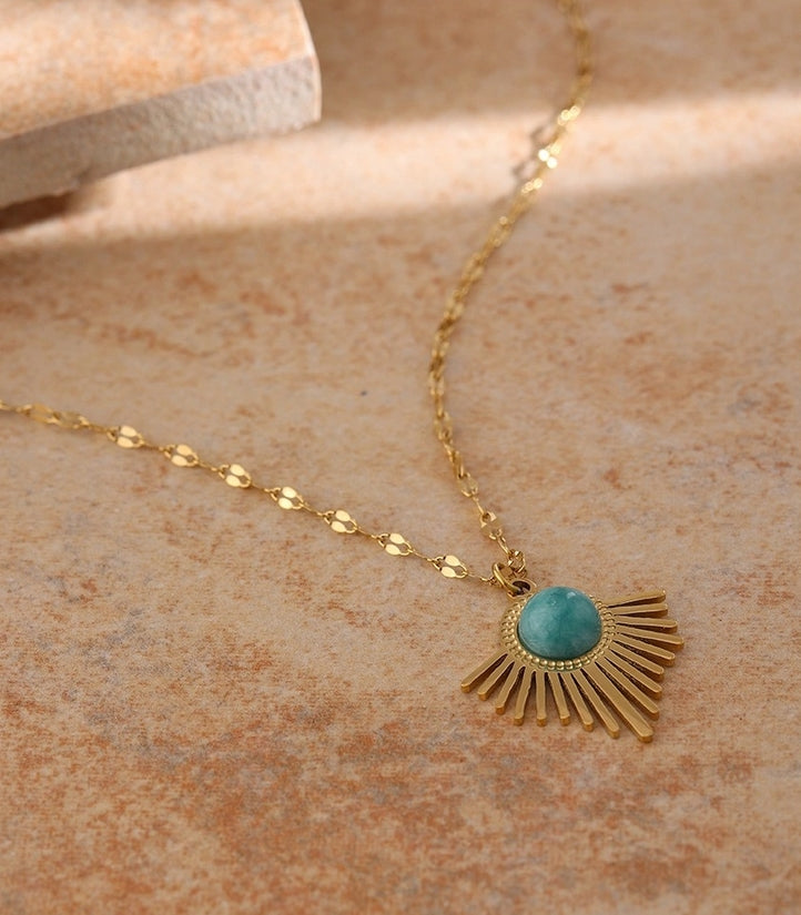 Turqouise Moonstone Fringe Chain Necklace