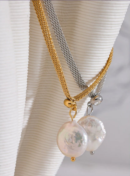 Coin Pearl Chain Necklace