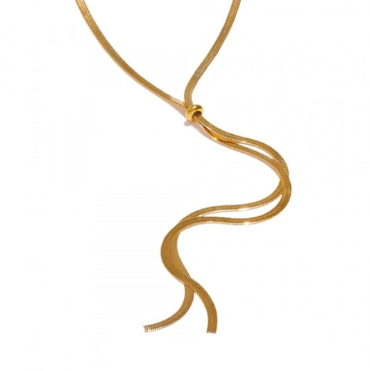 Herringbone Chain Lariat Necklace