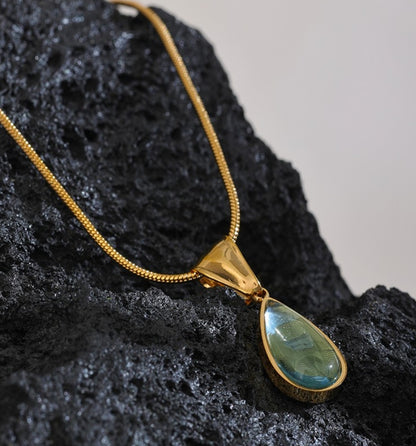 Teardrop Aquamarine Pendant Necklace