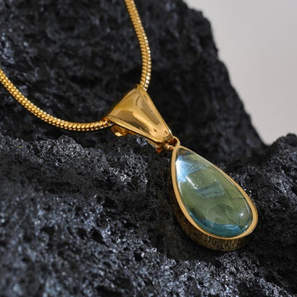 Teardrop Aquamarine Pendant Necklace