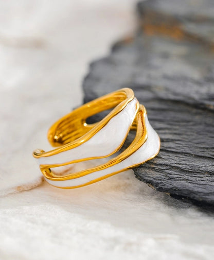 Enamel Molten Double Band Ring