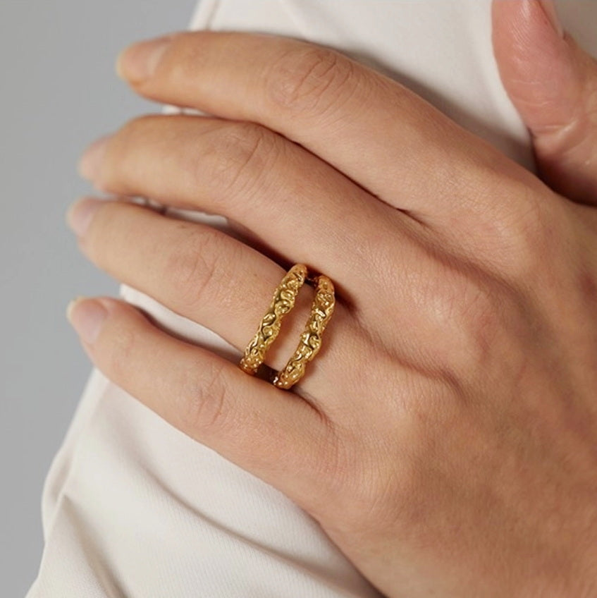 Textured Double Band Ring