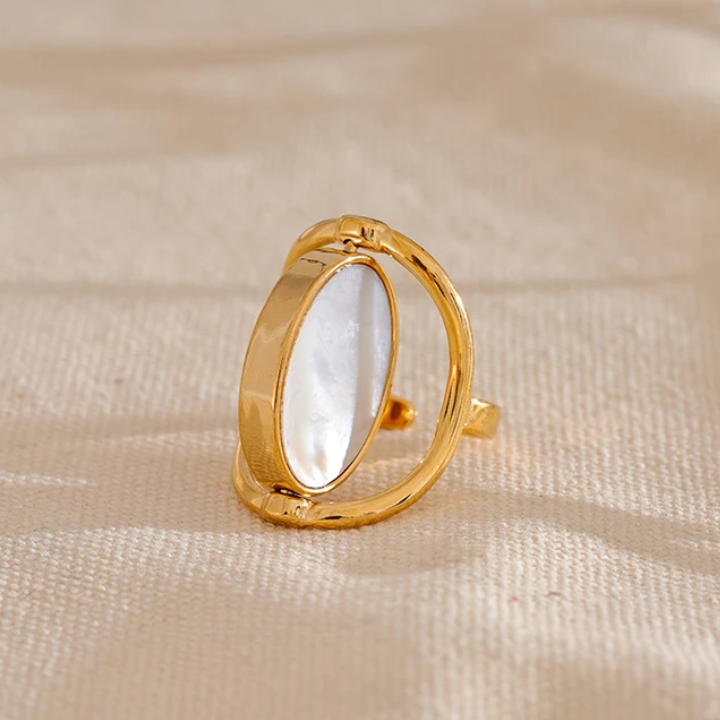 White Shell Stone Open Ring