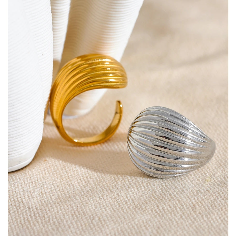 Wave Textured Open Ring